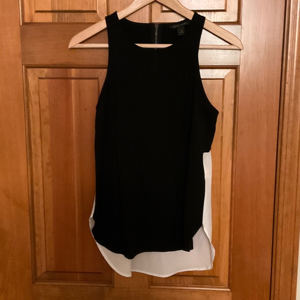 Banana Republic Black Sleeveless Layered Shell with White Back Panel